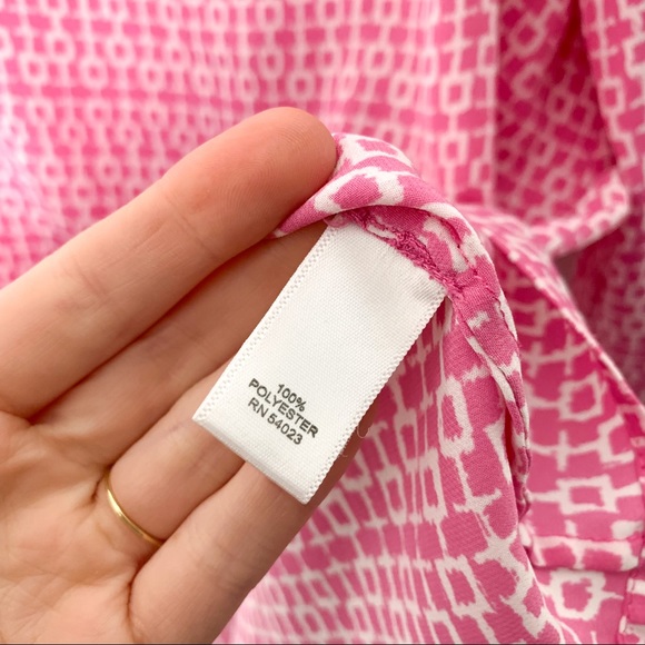 Banana Republic Pink Geometric Print Blouse Petite Large - Picture 6 of 6